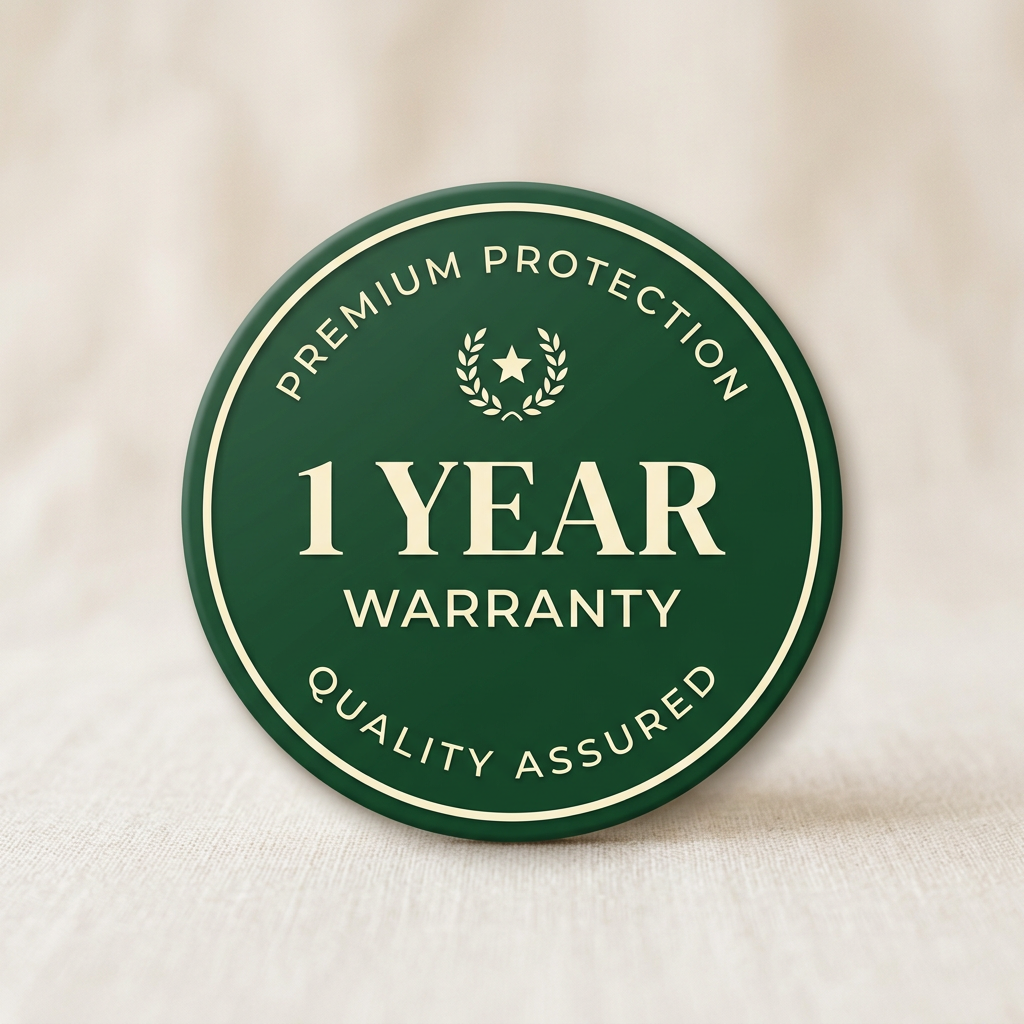 1 year warranty badge with express order processing guarantee
