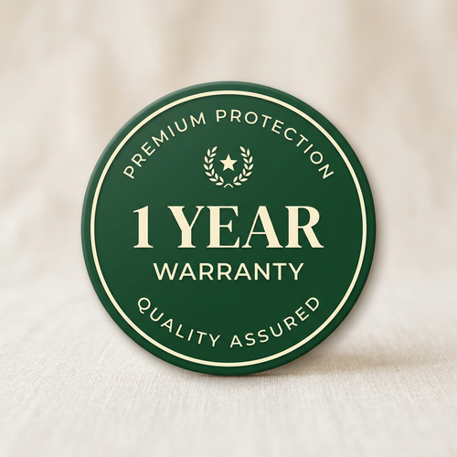1 year warranty badge with express order processing guarantee